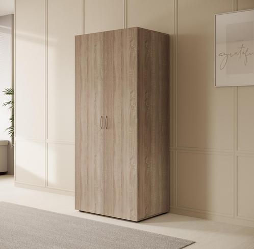 Kledingkast 80cm eiken | 2 Scharnierdeuren Garderobekast, Huis en Inrichting, Kasten | Overige, Nieuw, Verzenden