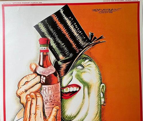 Mauzan - poster pubblicitario- Vermouth Carpano-Mauzan, Antiek en Kunst, Kunst | Tekeningen en Fotografie