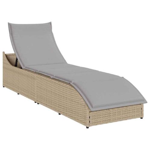 vidaXL Ligstoel inklapbaar met kussen opbergruimte poly, Tuin en Terras, Ligbedden, Nieuw, Verzenden