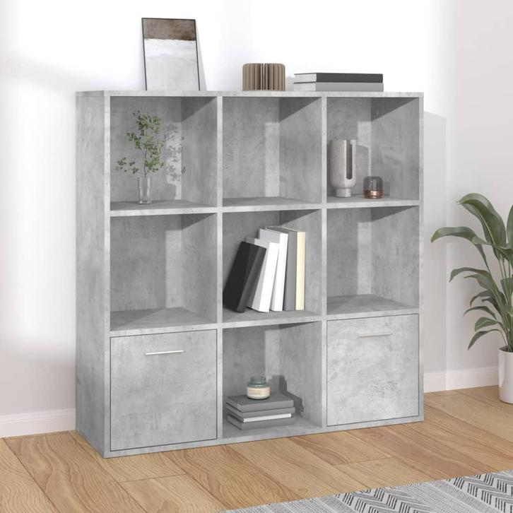 vidaXL Boekenkast 98x30x98 cm bewerkt hout betongrijs, Huis en Inrichting, Kasten | Boekenkasten, Nieuw, Verzenden