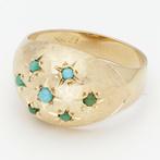 Ring - 18 karaat Geel goud Turquoise, Handtassen en Accessoires, Nieuw