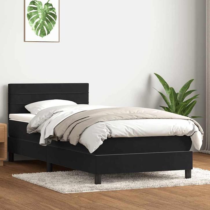 vidaXL Boxspring met matras fluweel zwart 90x210 cm, Huis en Inrichting, Slaapkamer | Bedden, Nieuw, Verzenden