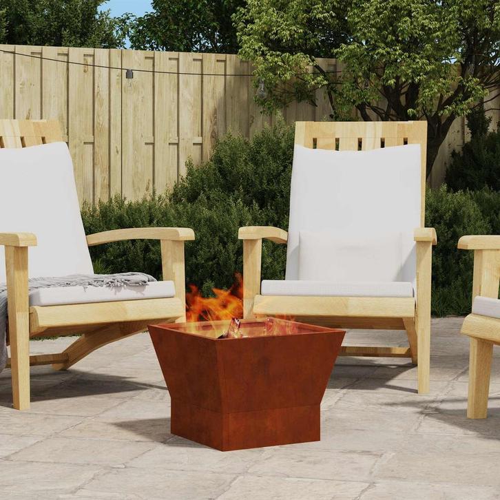 vidaXL Vuurkorf Bruin 40 x 40 x 35 cm Cortenstaal, Huis en Inrichting, Haarden, Nieuw, Verzenden