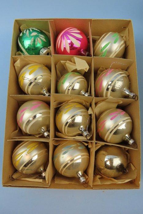 Inge-Glas - 24 glazen gedecoreerde kerstballen en een piek -, Diversen, Kerst