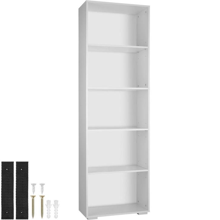 tectake Boekenrek Lexi 5 vakken 60x30x190cm - wit, Huis en Inrichting, Overige Huis en Inrichting, Verzenden
