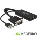 Delock 62668 VGA naar HDMI Adapter met Audio zwart, Verzenden, Nieuw