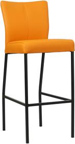 Oranje leren moderne barkruk - poot vierkant zwart - Toledo, Met voetsteun, Nieuw, Leer, Ophalen of Verzenden