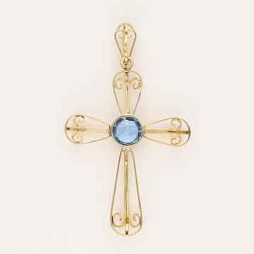 Hanger - 18 karaat Geel goud Spinel - Kruis