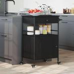 vidaXL Keuken Trolley Zwart Eiken 56 x 43 x 89.5 cm Bewerkt, Verzenden, Nieuw