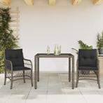 vidaXL 3-delige Bistroset met kussens poly rattan grijs, Tuin en Terras, Tuinsets en Loungesets, Verzenden, Nieuw
