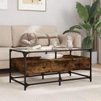 vidaXL Salontafel met glazen blad 98,5x50x45 cm gerookt, Huis en Inrichting, Tafels | Salontafels, Verzenden, Nieuw