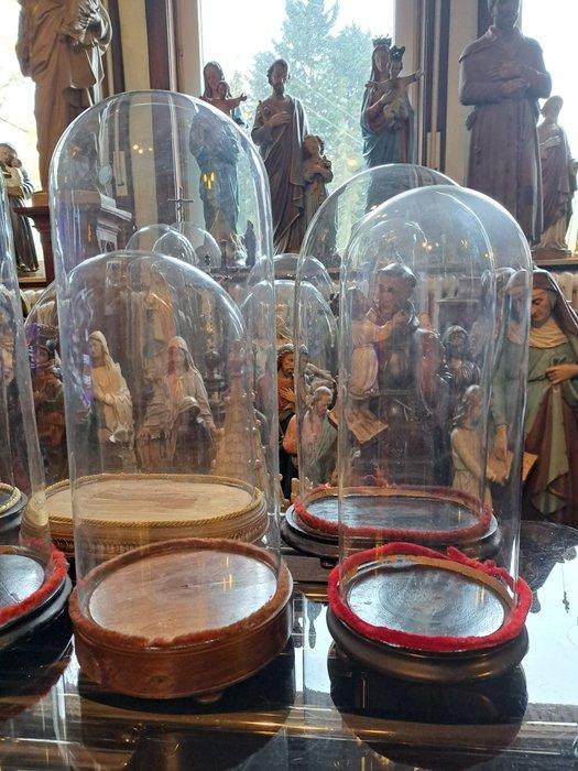 Stolp (7) - Mongeblazen Antiek Glas en Houten Voet -, Antiek en Kunst, Kunst | Niet-Westerse kunst