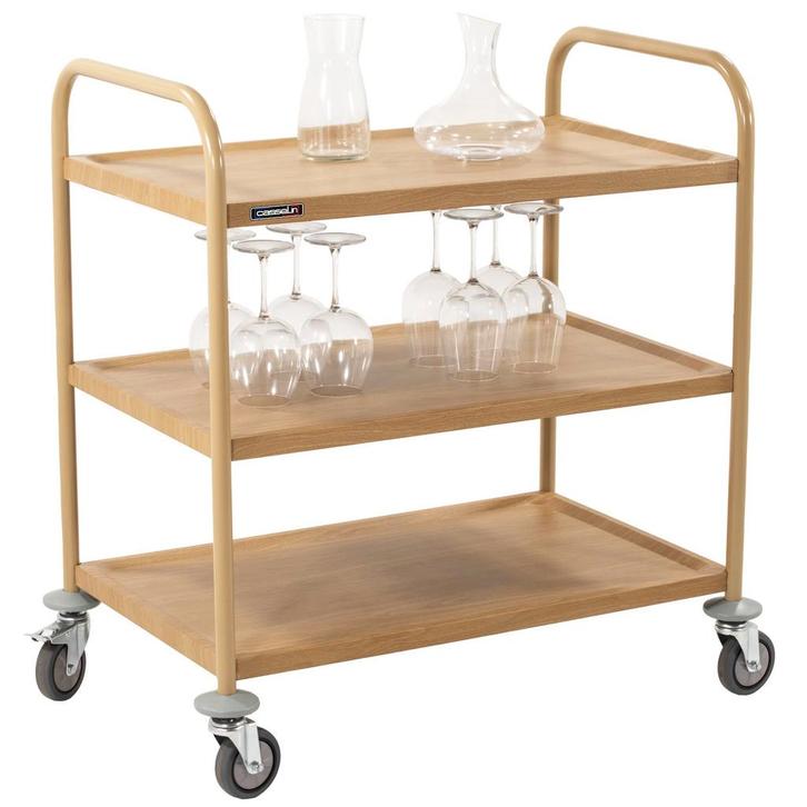 Serveerwagen | RVS (Houtlook) | 3 Niveaus (823x503) |, Zakelijke goederen, Horeca | Keukenapparatuur, Nieuw in verpakking, Verzenden