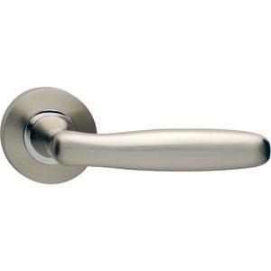 Intersteel deurklink Bjorn op rond rozet nikkel mat, Doe-het-zelf en Bouw, Hang- en Sluitwerk, Klink of Kruk, Nieuw, Overige materialen