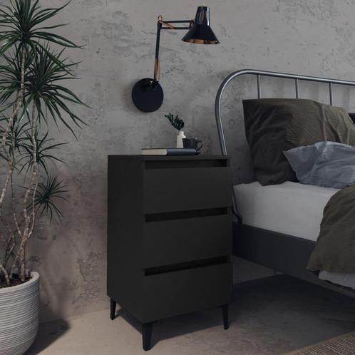 vidaXL Nachtkastje met metalen poten 40x35x69 cm zwart, Huis en Inrichting, Slaapkamer | Nachtkastjes, Nieuw, Verzenden