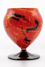 Kralik - Kralik orange art deco Spatter glass vase 1920s, Antiek en Kunst, Antiek | Glaswerk en Kristal