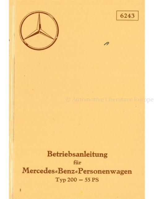 1936 MERCEDES BENZ PERSONENWAGEN TYPE 200 INSTRUCTIEBOEKJE, Autos : Divers, Modes d'emploi & Notices d'utilisation