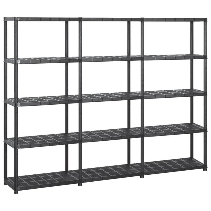 vidaXL Opbergrek 5-laags 213x38x170 cm kunststof zwart, Huis en Inrichting, Kasten | Stellingkasten, Nieuw, Verzenden
