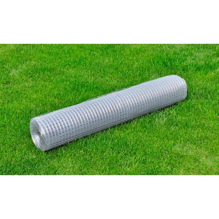 vidaXL Kippengaas 25x1 m gegalvaniseerd staal zilverkleurig, Tuin en Terras, Tuinhekken en Hekwerk, Nieuw, Verzenden