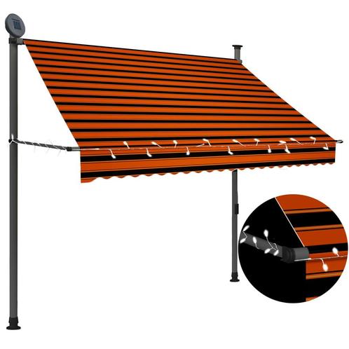 vidaXL Luifel handmatig uitschuifbaar met LED 200 cm oranje, Jardin & Terrasse, Protection solaire, Envoi