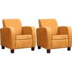 Set van 2 Leren fauteuils Joy - Kenia Cognac (cognac) -, Huis en Inrichting, Nieuw, Ophalen of Verzenden, 50 tot 75 cm, Leer