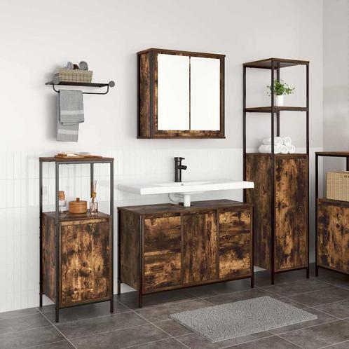 vidaXL Badkamermeubel Set met lade 3 pcs Gerookt eiken en, Huis en Inrichting, Tafels | Kaptafels, Nieuw, Verzenden