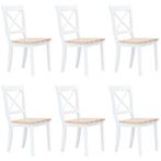 vidaXL Eetkamerstoelen 6 st massief rubberwood wit en, Huis en Inrichting, Verzenden, Nieuw
