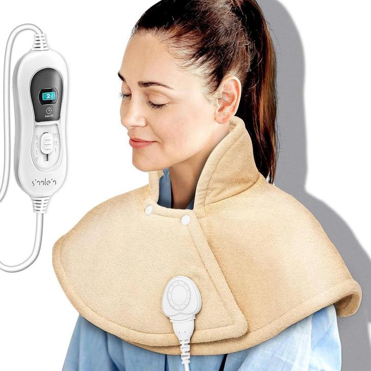 Warmtekussen - Nek en schouder - 3 temperatuurstanden - Beig, Huis en Inrichting, Woonaccessoires | Kussens, Nieuw, Verzenden