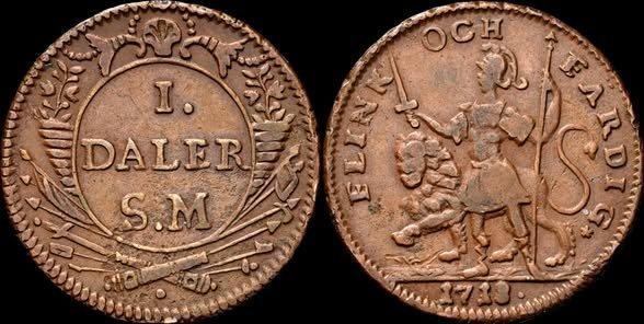Zweden. Charles XII. 1 Daler Silvermynt 2x 1718 Apollo &, Postzegels en Munten, Postzegels | Europa | Rusland