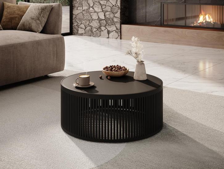 Meubella Salontafel rond zwart 59 cm | Modern, Huis en Inrichting, Tafels | Salontafels, Nieuw, 50 tot 100 cm, Minder dan 50 cm