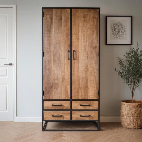 Mangohouten Kast Lowen 90 cm, Huis en Inrichting, Kasten | Overige, Nieuw, Verzenden