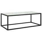 vidaXL Table basse Noir avec verre marbre blanc, Maison & Meubles, Verzenden, Neuf