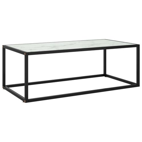 vidaXL Table basse Noir avec verre marbre blanc, Maison & Meubles, Tables | Tables de salon, Neuf, Envoi