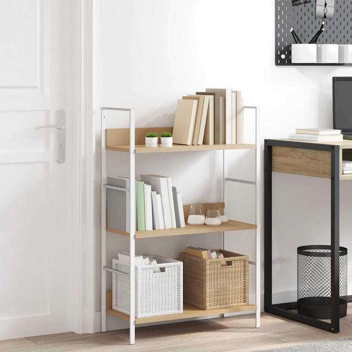 vidaXL Boekenkast 3 schappen 60x27,6x90,5 cm bewerkt hout, Maison & Meubles, Armoires | Bibliothèques, Envoi