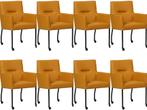 Set van 8 Gele leren moderne eetkamerstoelen - Toledo Leer, Huis en Inrichting, Nieuw, Vijf, Zes of meer stoelen, Eigentijds, Leer