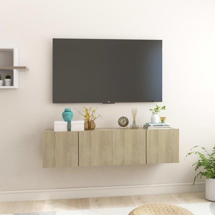 vidaXL Tv-hangmeubelen 2 st 60x30x30 cm sonoma eikenkleurig, Huis en Inrichting, Kasten |Televisiemeubels, Nieuw, Verzenden
