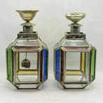 Plafondlamp - Glazuur, Messing - Twee plafondlampen, Antiek en Kunst