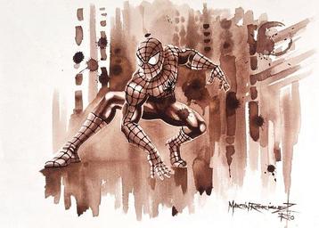 Martin Rodriguez - Spider-Main peint avec du vin rouge sur