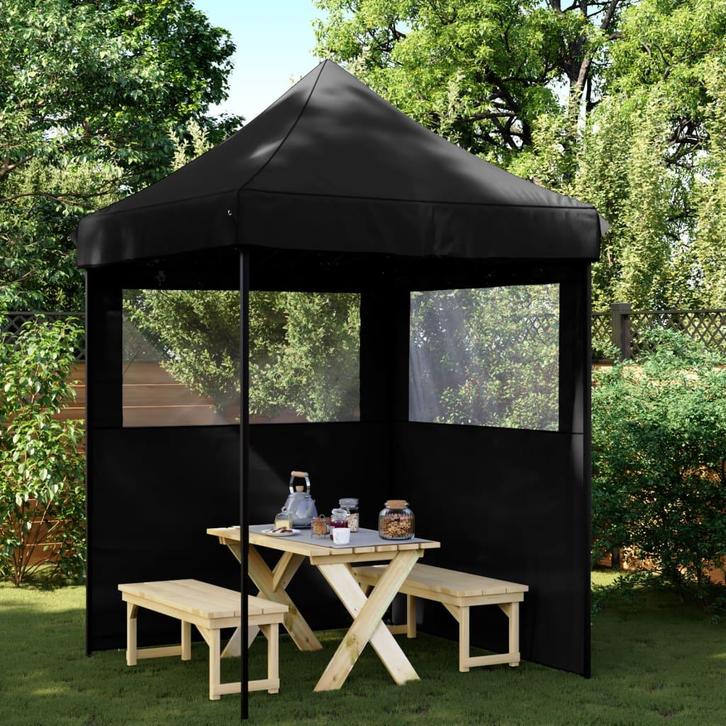 vidaXL Partytent inklapbaar pop-up met 2 zijwanden zwart, Tuin en Terras, Partytenten, Nieuw, Verzenden