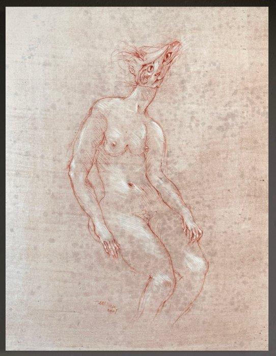 Robert Detheux (1932-2010) - Nu féminin en mutation féline, Antiquités & Art, Art | Objets design