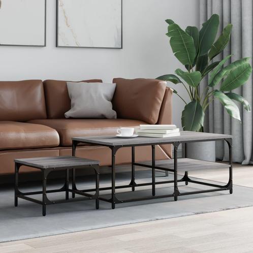 vidaXL 2-delige Tafeltjesset bewerkt hout grijs sonoma, Huis en Inrichting, Tafels | Salontafels, Nieuw, Verzenden