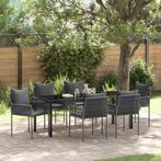 vidaXL Tuin Eettafel Set 7 pcs Zwart en Grijs PE Riet, Tuin en Terras, Verzenden, Nieuw