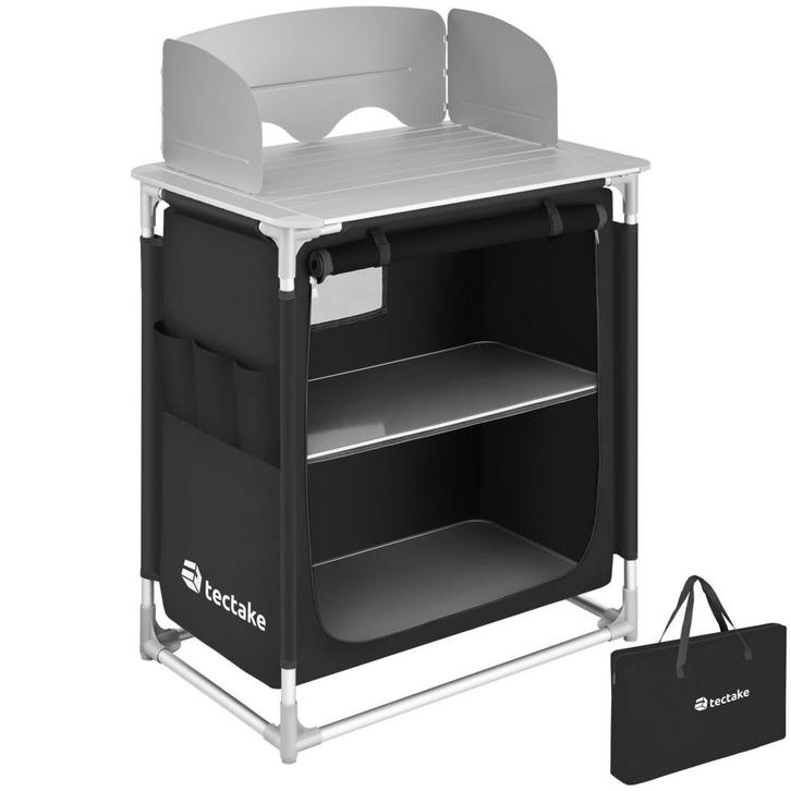 tectake Campingkeuken 76x53,5x107cm - zwart, Caravans en Kamperen, Kampeeraccessoires, Verzenden