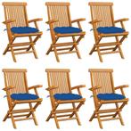 vidaXL Chaises de jardin avec coussins bleu lot de 6, Verzenden