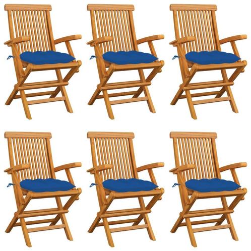 vidaXL Chaises de jardin avec coussins bleu lot de 6, Tuin en Terras, Tuinsets en Loungesets, Verzenden