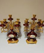 Limoges, Mignon – Pair of hand-painted 5-arm Candelabras -, Antiek en Kunst