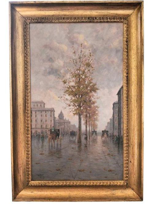 Aurelio Catti (1895-1966) - Paesaggio urbano in autunno, Antiek en Kunst, Kunst | Schilderijen | Klassiek