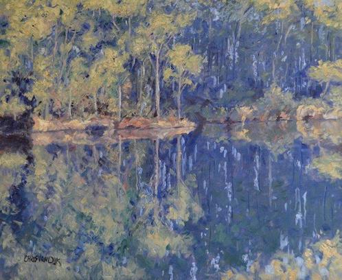 Chris van Dijk (1952) - Impressionist   Reflections dans le, Antiek en Kunst, Kunst | Schilderijen | Klassiek