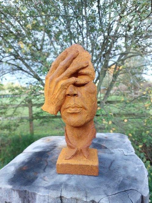 Sculpture, metal artistic statue The hidden face - 29 cm, Antiek en Kunst, Curiosa en Brocante