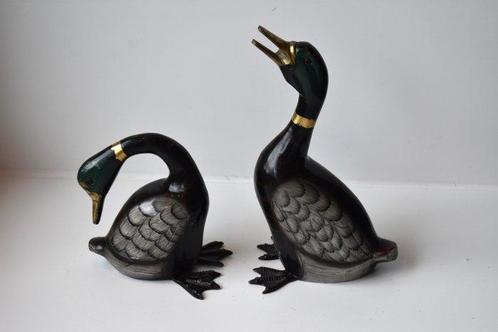 Statuette, 2 handgeschilderde eenden - 22.5 cm - Métal, Antiek en Kunst, Curiosa en Brocante